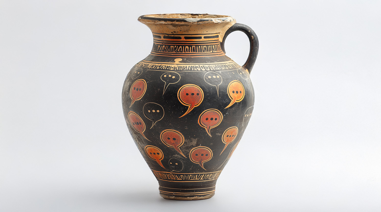 Oinochoé with a message from the virtual gods, ceramic wine vessel in red-figure style, 6th century BC, found at Delphi, Pergamonmuseum collection, Berlin